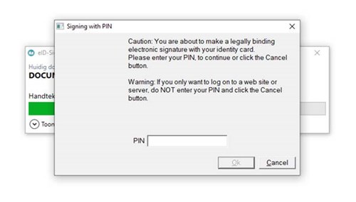 Screenshot gebruik eID-Signer stap 2