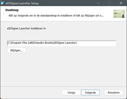 Screenshot eID-Signer installatie stap 2